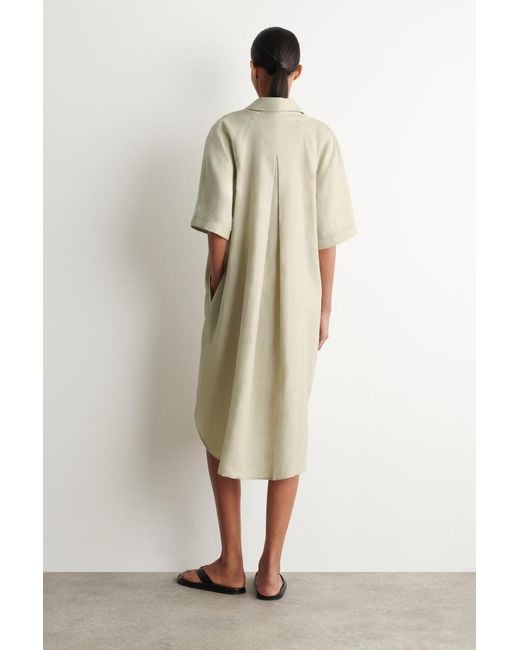 COS Natural Short-Sleeved Linen Shirt Dress