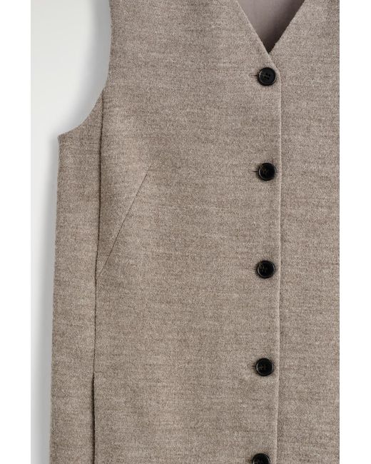 COS Natural Merino Wool Buttoned Shift Mini Dress