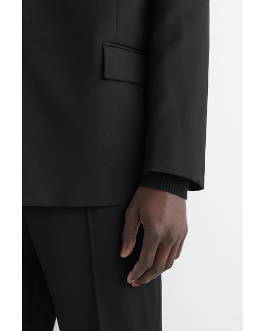 COS Black Collarless Wool Blazer for men