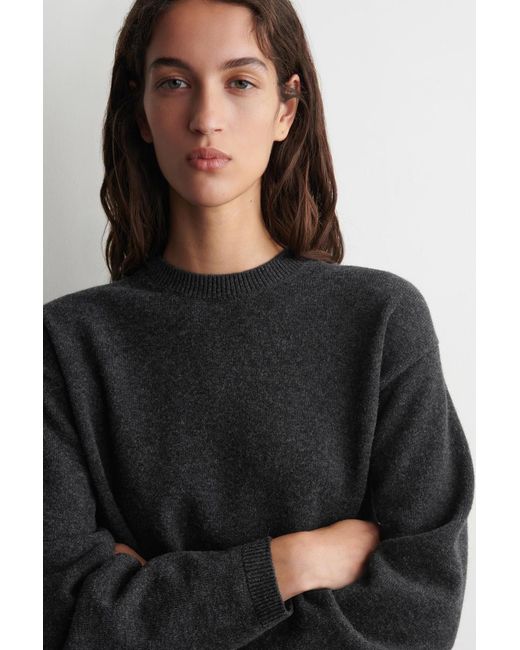 COS Black Belt-Detail Merino Wool Sweater
