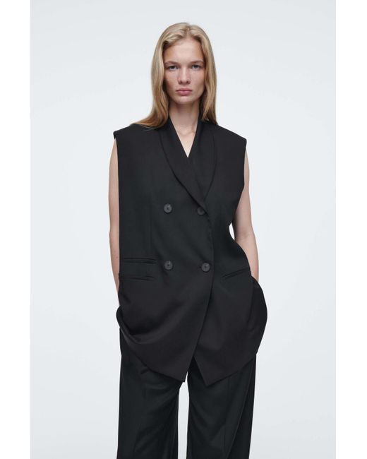 COS Black The Elongated Sleeveless Blazer