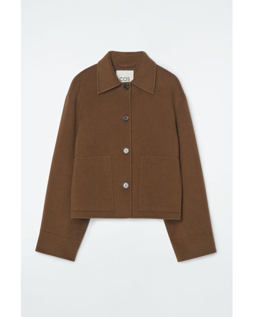 COS Boxy Double-faced Wool Jacket in Brown | Lyst