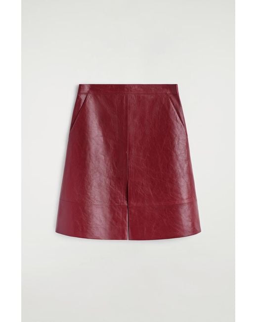 COS Pleated Textured-Leather Midi Skirt