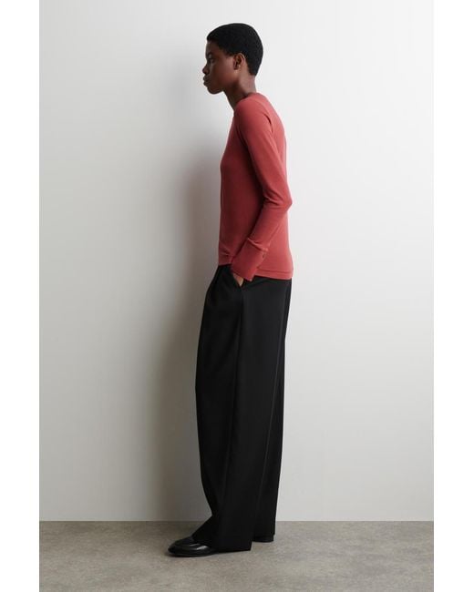COS Red Cotton Jersey Long-Sleeved Top