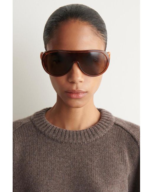 COS Brown Rounded Cashmere Crew-Neck Jumper