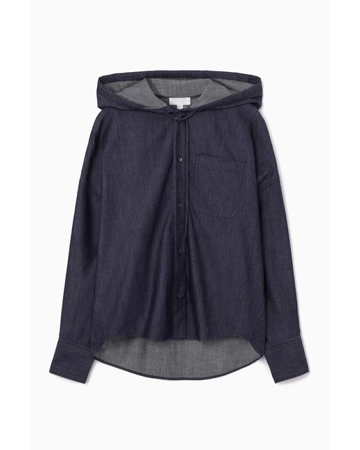 COS Blue Hooded Denim Shirt