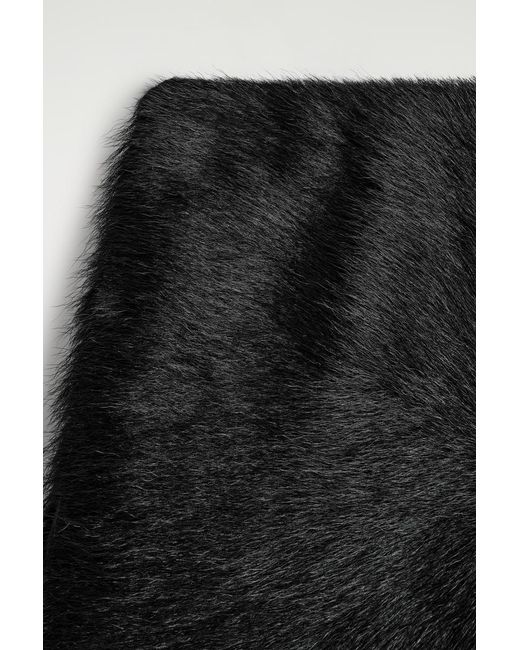 COS Black Pony Hair-Effect Leather Mini Skirt