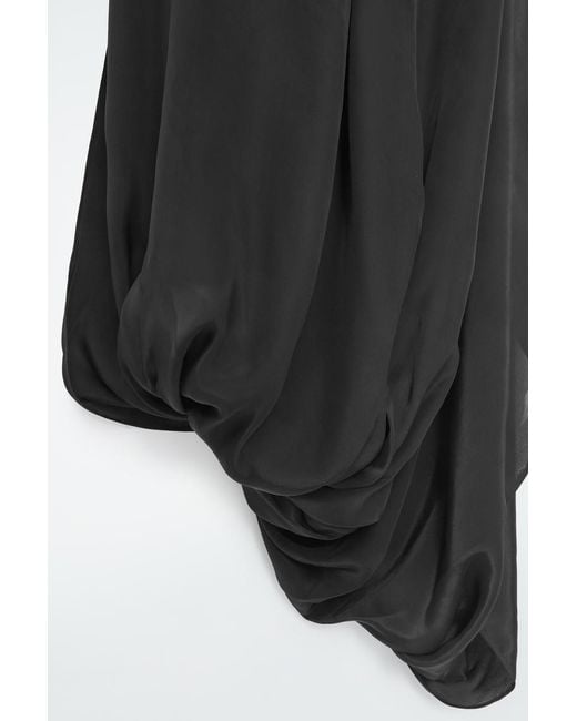 COS Black Draped Bubble Midi Dress