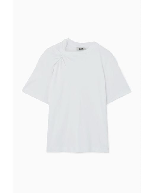 COS White Twist-neck T-shirt