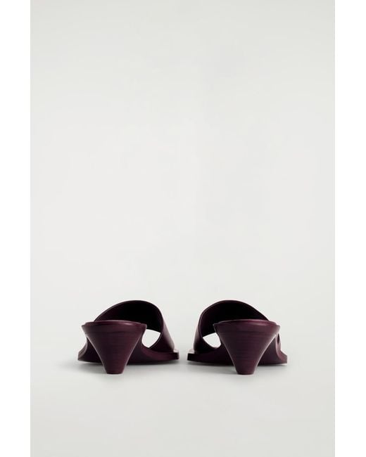 COS Red Leather Kitten-Heel Mules