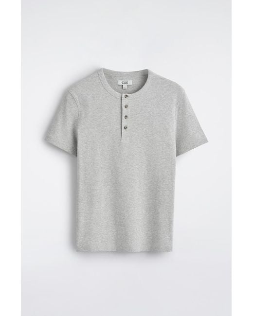 COS Gray Slim-Fit Ribbed Henley T-Shirt for men
