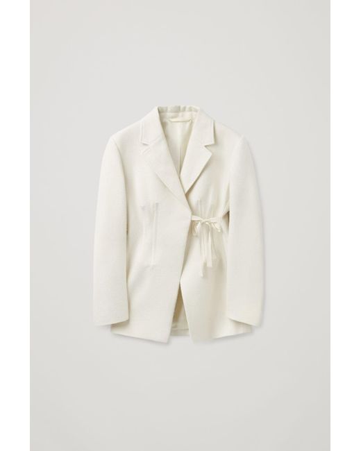 COS White Fitted Tie-up Blazer