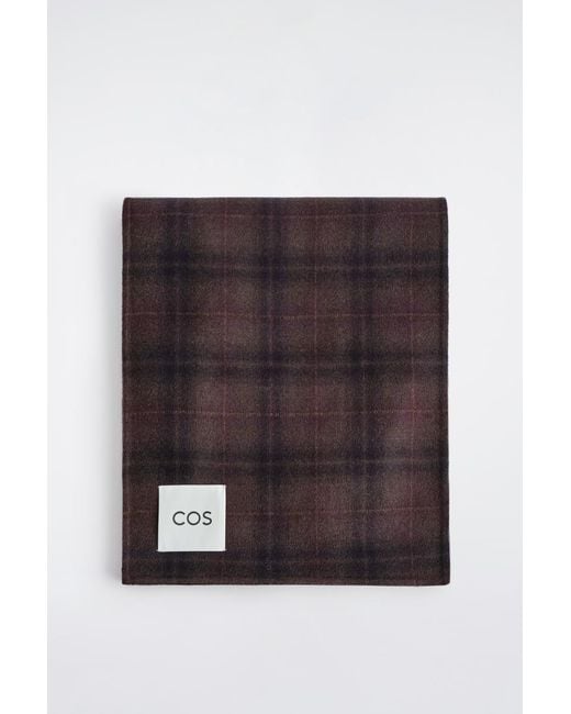 COS Red Checked Split Wool Scarf for men
