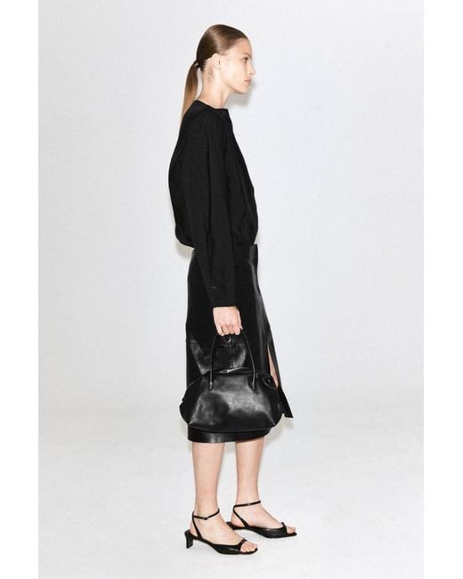 COS Black Sculpted Boat-Neck Blouse