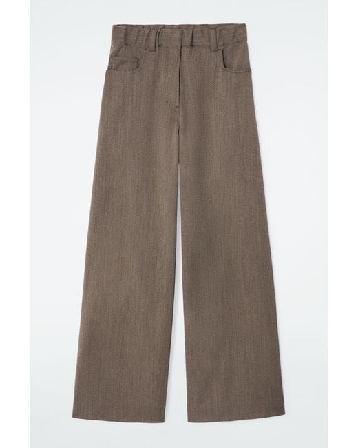 COS Brown Regular Wool-blend Wide-leg Trousers