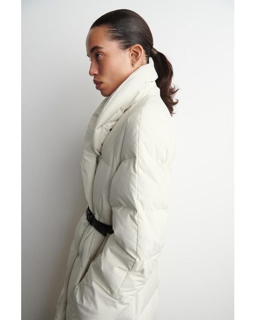 COS Natural Shawl-Collar Quilted Down Long Coat