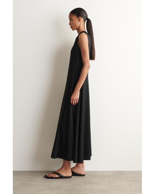 COS Black Sculptural Cotton-Jersey Midi Dress
