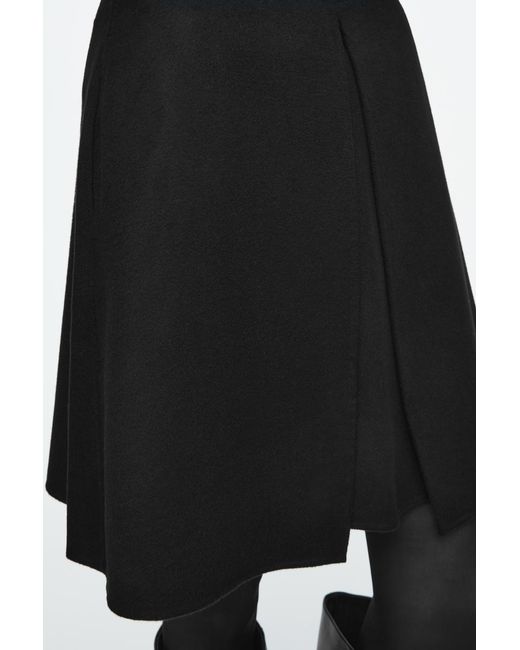 COS Black Fold-detail Double-faced Wool Mini Skirt