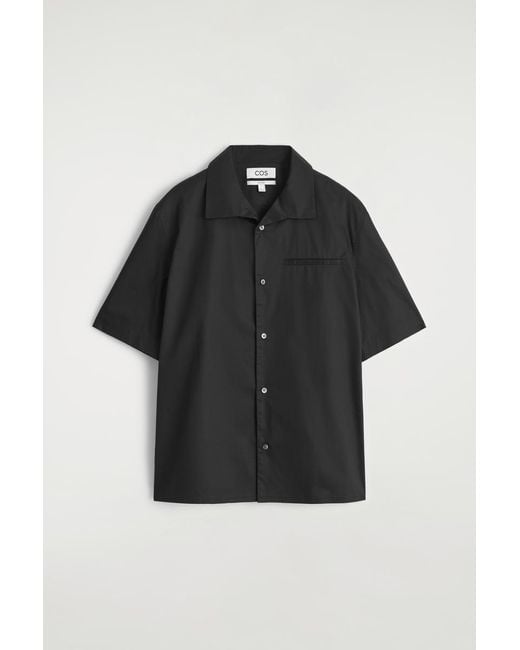 COS Black Pima Cotton Resort Shirt for men