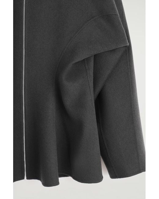 COS Black Double-Faced Wool V-Neck Top