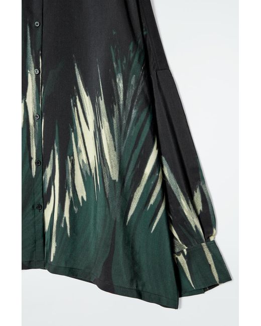 COS Green Printed Linen-Blend Shirt