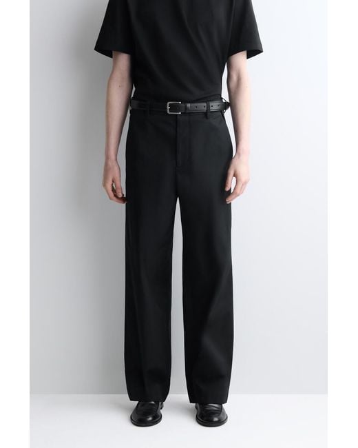 COS Black Cotton Relaxed-Fit Wide-Leg Chinos for men