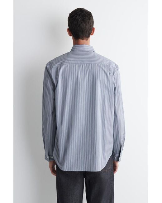 COS Blue Relaxed Striped Cotton Shirt for men