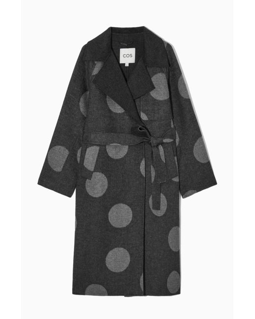 COS Black Oversized Polka-dot Wool Coat