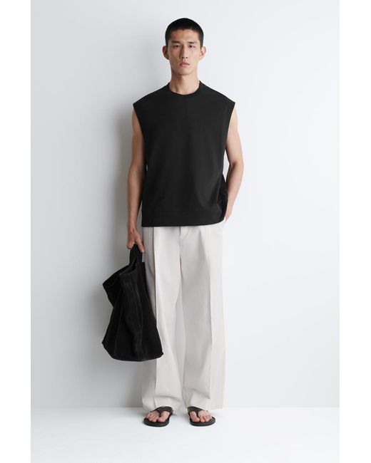 COS Black Relaxed Cotton-crepe Vest for men