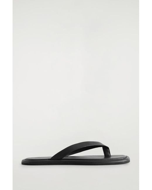 COS Black Leather Flip Flops