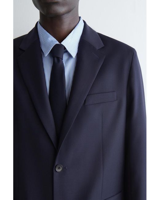 COS Blue Single-Breasted Wool Blazer for men