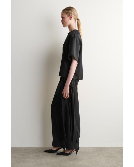 COS Black Oversized Satin T-Shirt