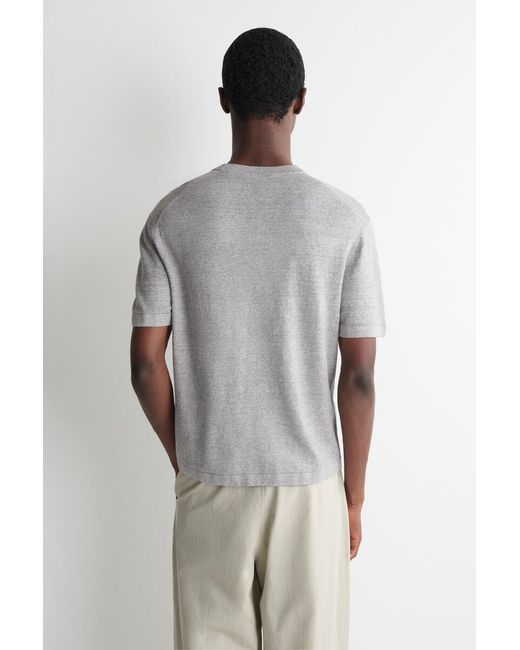 COS Gray Knitted Linen T-Shirt for men