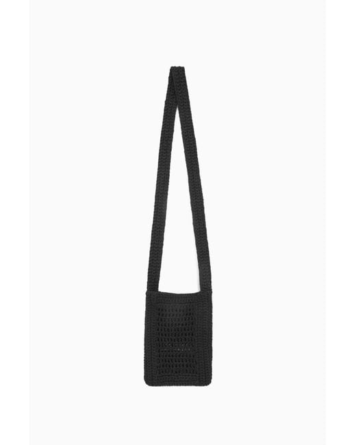 COS Black Mini Crochet Crossbody Bag for men