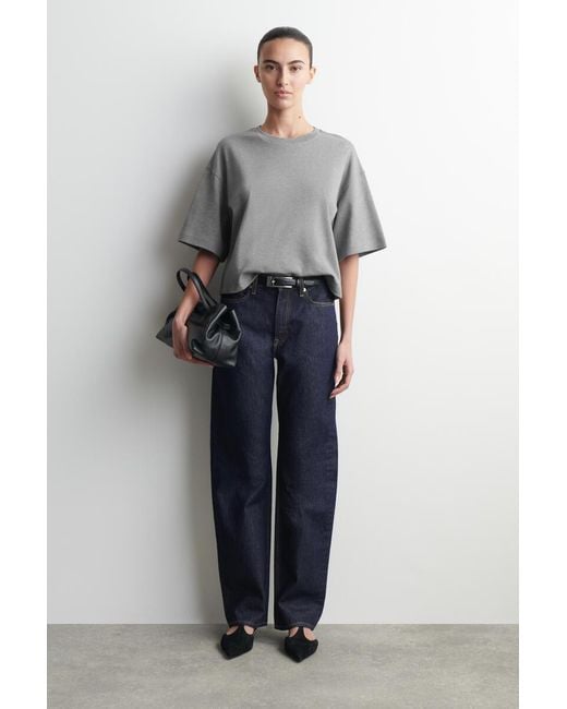 COS Gray Oversized Boxy Cotton T-Shirt