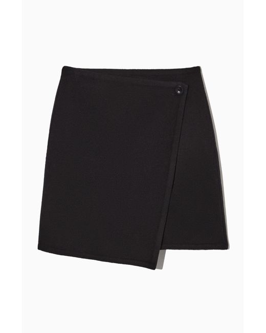 COS Black Wool Mini Wrap Skirt
