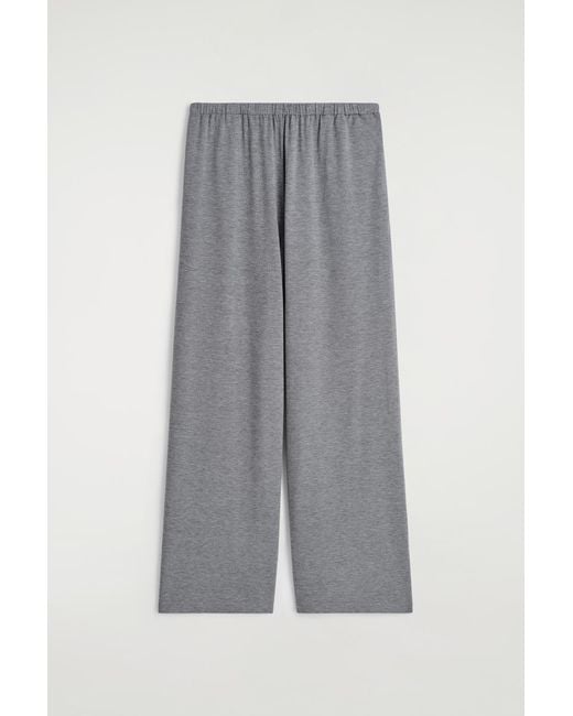 COS Gray Fluid Jersey Wide-Leg Trousers