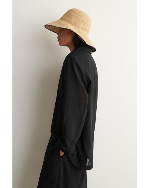 COS Natural Contrast-Trim Raffia Hat