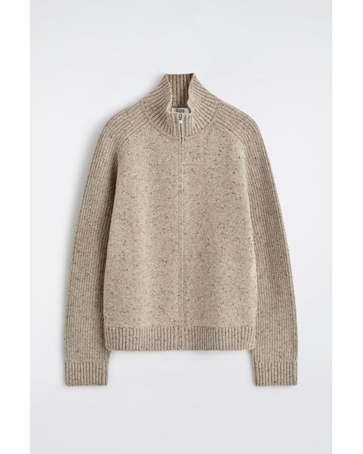 COS Natural Donegal-Effect Wool Zip-Up Cardigan for men