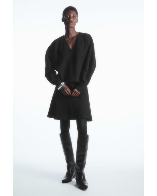 COS Black Boiled-wool Mini Skirt