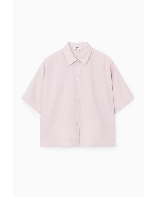 COS Pink Kurzarmhemd Aus Leinen