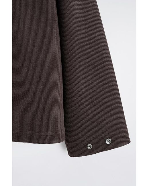 COS Brown Corduroy-Jersey Zip-Up Overshirt for men