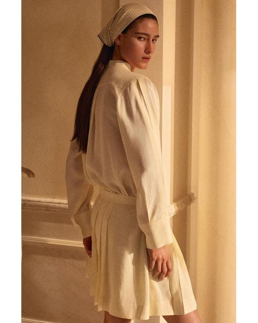 COS Metallic Pleated Bow-Detail Blouse