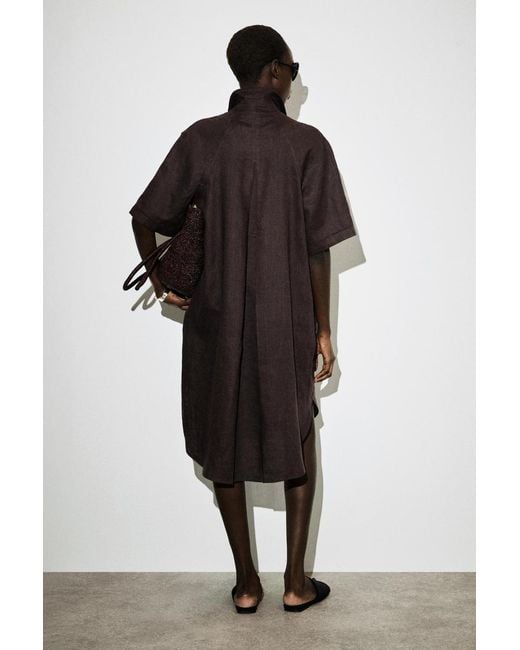 COS Black Short-Sleeved Linen Shirt Dress