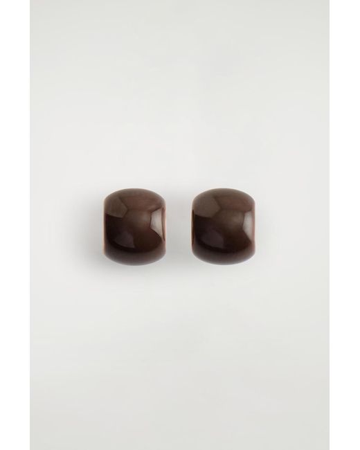 COS Brown Mini Half-Hoop Earrings