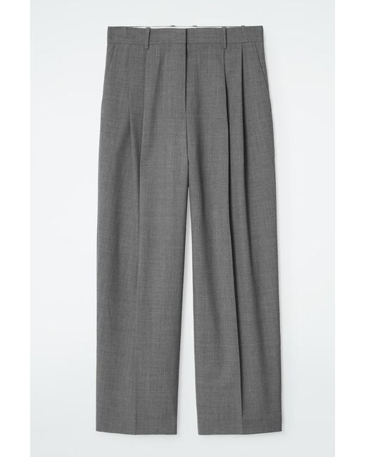 COS Gray Relaxed Twill Wide-leg Trousers