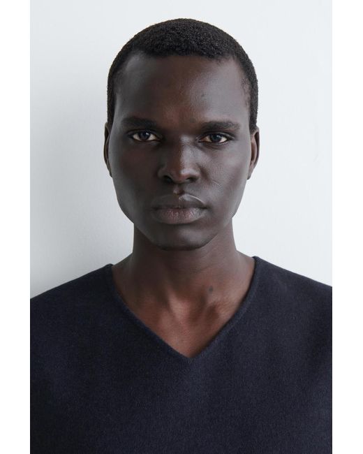 COS Blue Double-Faced Wool V-Neck Vest for men