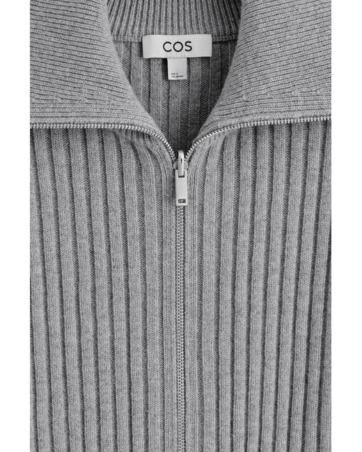 COS Gray Ribbed Merino Wool Jacket