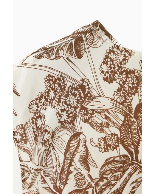 パーティードレス White Silk Botanical Diagram Dress COS Botanical-print Silk Dress in Natural | Lyst