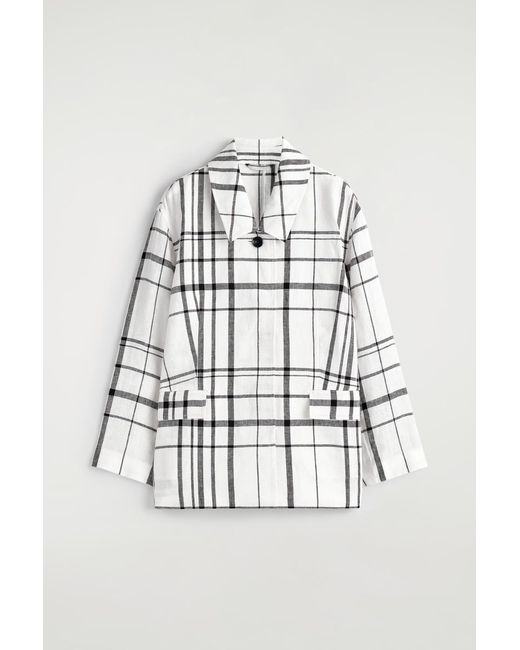 COS White Checked Linen Blazer